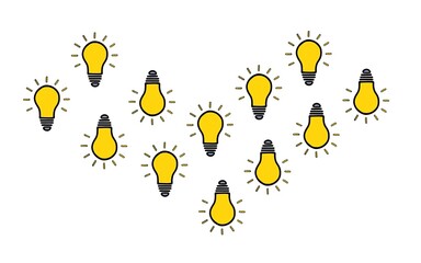 Light bulb illustration pattern wallpaper, electricity and light. Clip art light bulb concept art ornament. Idea art. Blackout, lights off, lights on. The light bulb illuminates the cover.