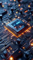 Obraz premium Advanced Processor Circuit Board Technology Futuristic Design. AI Generated