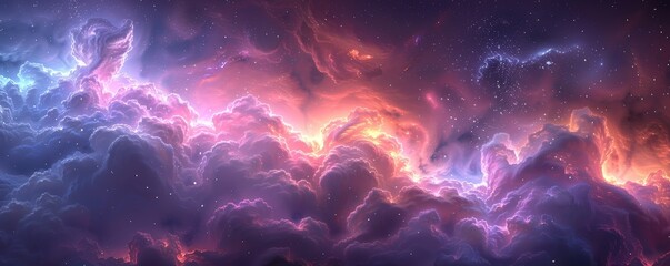Fototapeta premium Cosmic Dreams - Dynamic Lighting Galaxy and Nebula Wallpaper for Minimalist Design