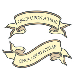 Series of hand-drawn ribbon scroll banners with various message