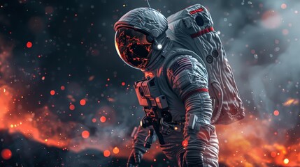 Fototapeta premium Cosmic Minimalism: Surreal Astronaut Artwork in Space