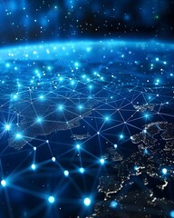 Fototapeta premium Global Network Connectivity Digital Technology Futuristic Connections. AI Generated