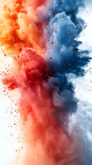 An explosion of colored paints in water on a white background ,Colorful explosion of colored powder on a dark background