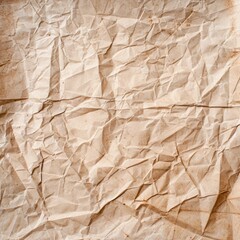 Obraz premium Close-up texture of crumpled brown paper. Abstract background with natural texture and light brown tones.