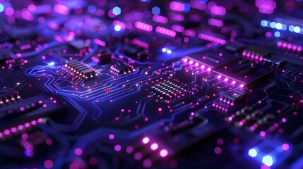 Fototapeta premium Futuristic Glowing Circuit Board Technology Digital Neon. AI Generated