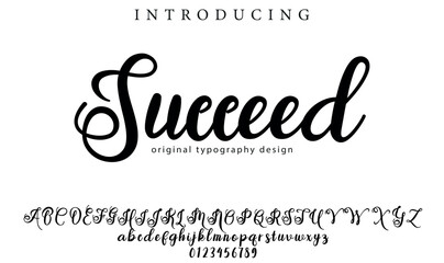 Succeed Font Stylish brush painted an uppercase vector letters, alphabet, typeface