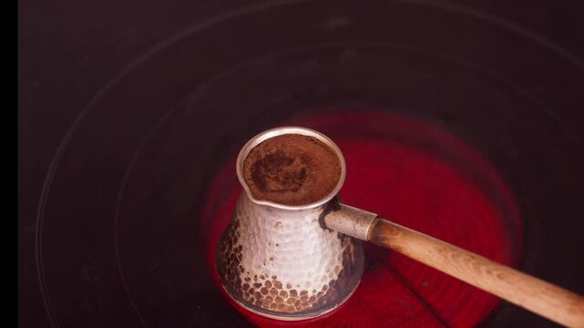 Greek / Turkish coffee. Cezve preparation 