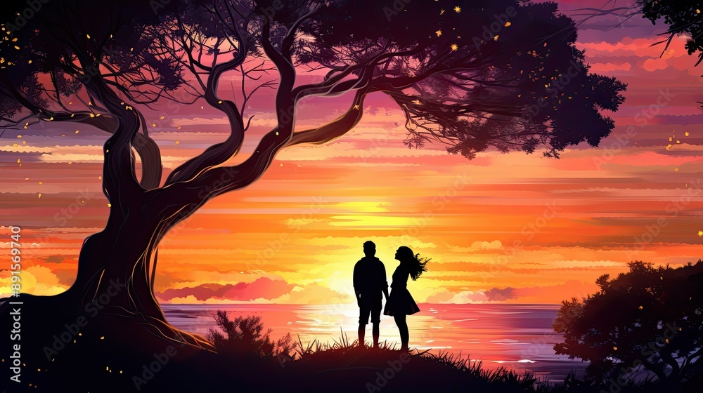 Canvas Prints couple's silhouette