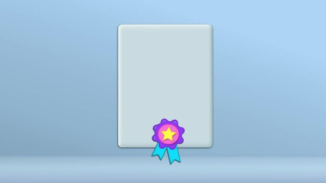 Certificate icon with seal and ribbon. Diploma with badge,
accreditation, voucher or invitation. Pattern