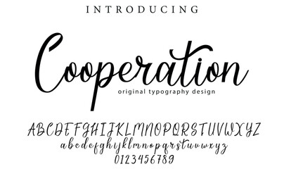 Cooperation Font Stylish brush painted an uppercase vector letters, alphabet, typeface