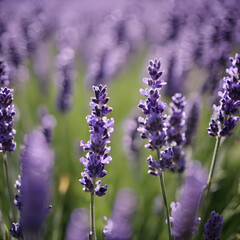 Obraz premium A beautiful lavender field, blooming purple, pattern