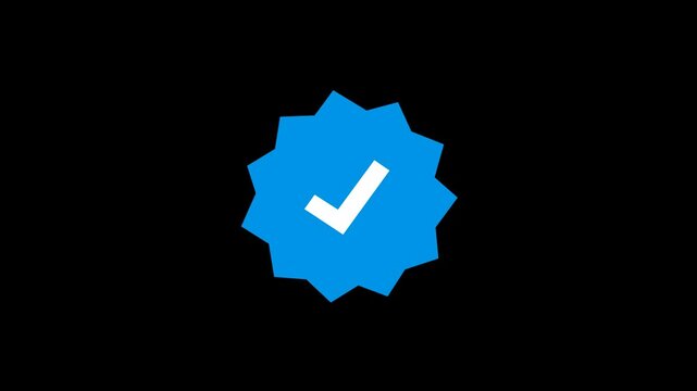 White tick in rounded corners star with alpha mask. Verify icon in social network.