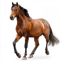 Obraz premium Bay sport horse isolated on white background. isolated on white background. Photo realistic.