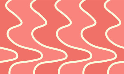Seamles pattern of hand drawn viva magenta and beige wavy stripes Abstract minimalist surface design