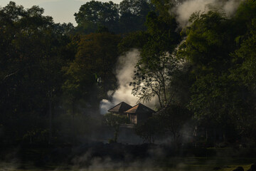 On-sen of Thailand,Fang Hot Spring at National Park in Chiang Mai,Thailand.