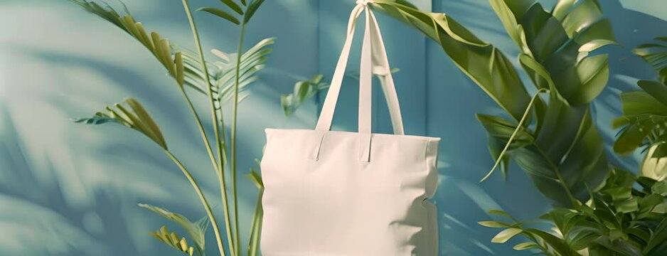 Tote bag mockup with a customizable design, great for showcasing your tote bag collections. Hyperrealistic 4K video.