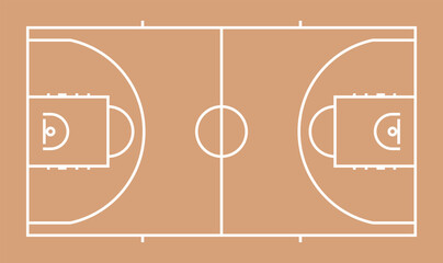 バスケットボールコートのイラスト、俯瞰図 © yuruphoto