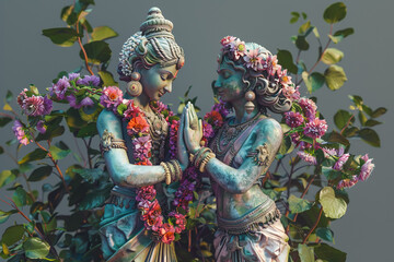 Fototapeta premium 3D render of Hindu God Radha Krishna together