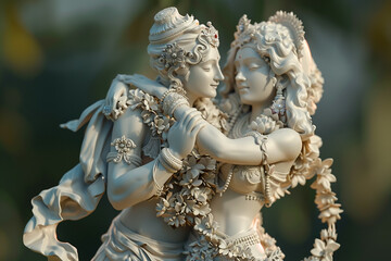 3D render of Hindu God Radha Krishna together