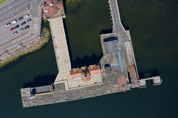 Dunoon victorian pier, derelict wooden structure and buildings