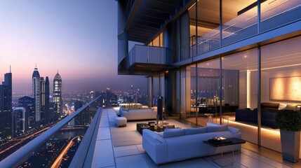 Obraz premium A luxurious urban condominium with a sleek