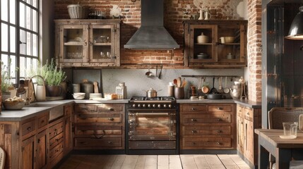 Cozy Rustic Kitchen with Reclaimed Wood Cabinets and Vintage Charm