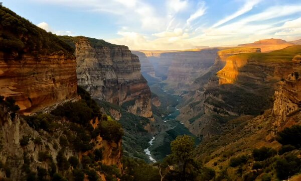 Panoramic View of Gorropu Canyon in the Supramonte Mountains, Sardinia, Italy