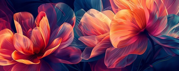 Obraz premium Stylized abstract flowers in vivid colors