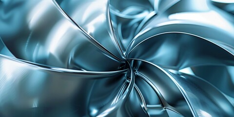 Abstract background of metallic fan blades in motion, ideal for technology-themed designs.
