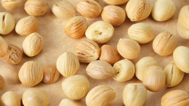 Macadamia nuts pattern texture background, top view, flat lay