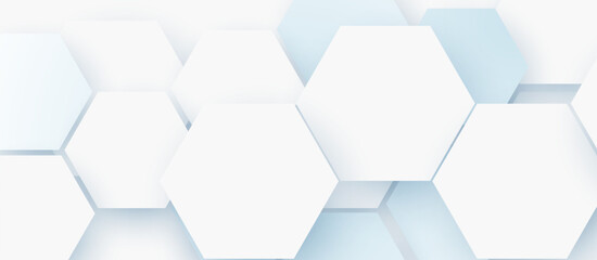 Abstract hexagon blue and white color background. Abstract Futuristic digital high-technology banner. Vector Illustration