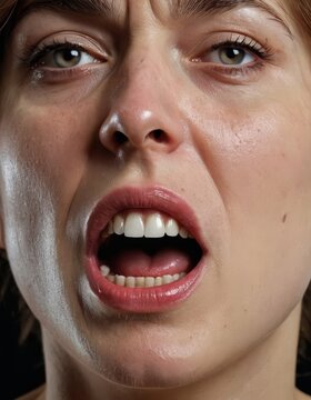 portrrait oif angry woman, female face 