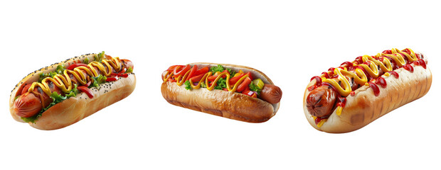 Assorted Hot Dogs Isolated on Transparent Background