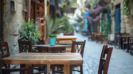 Charming Street Caf Terrace in Historic Alexandria Setting with Blurred Tables and Chairs