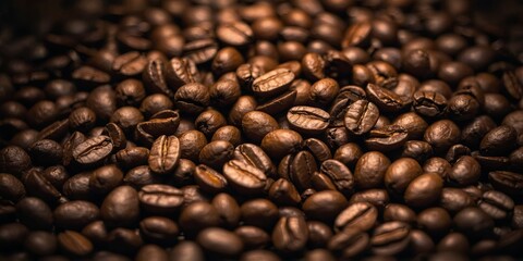 Fototapeta premium Close-Up of Roasted Coffee Beans in Various Shades.