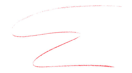 Red pencil strokes in simple style, isolated on transparent background.