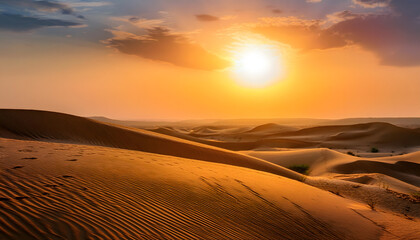 a breathtaking panorama of the thar desert in rajasthan, with golden sand dunes