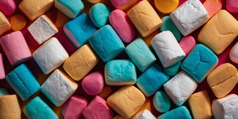Creative marshmallows background in vibrant colors.