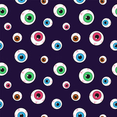 Seamless pattern with colorful eye balls for Halloween.