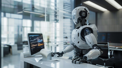 Fototapeta premium AI Office Assistant at Work