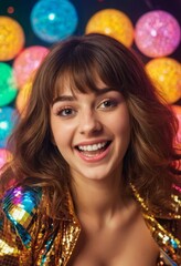 Fototapeta premium Portrait of a young woman laughing, smiling girl