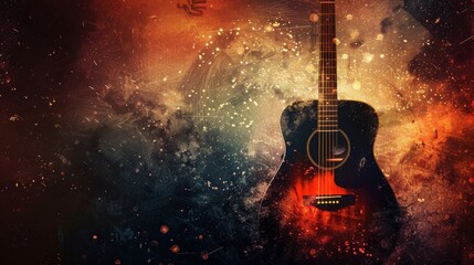 Obraz premium guitar is painted in a colorful background Scene is energetic and creative