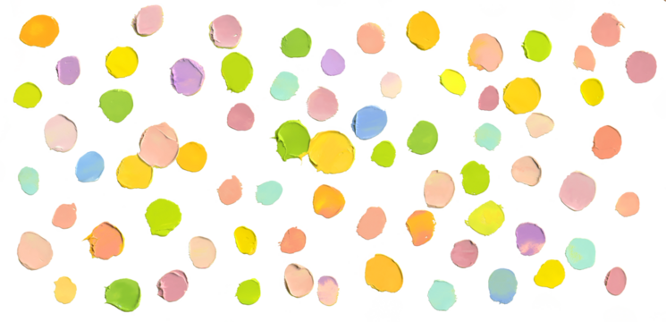 Isolated textures of oil paint strokes for abstract polka dot background, colorful spotted wallpaper, dots pattern, art print with high detail