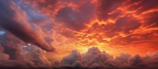 Fototapeta premium Dramatic Sunset with Fluffy Clouds