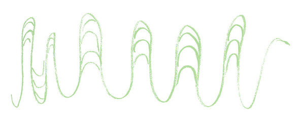 Green pencil strokes in simple style, isolated on transparent background.
