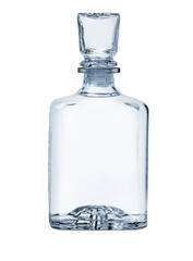 Empty square-shaped glass decanter,