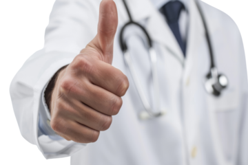 Doctor giving a thumbs up gesture Isolated on white background