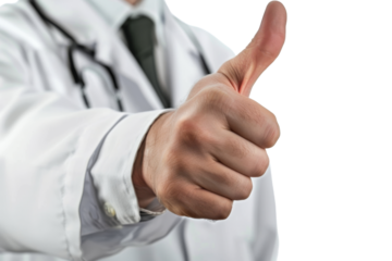 Doctor giving a thumbs up gesture Isolated on white background