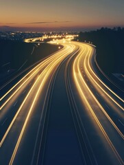 Obraz premium Illuminated Highway at Night