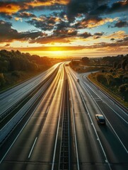 Obraz premium Highway at Golden Hour